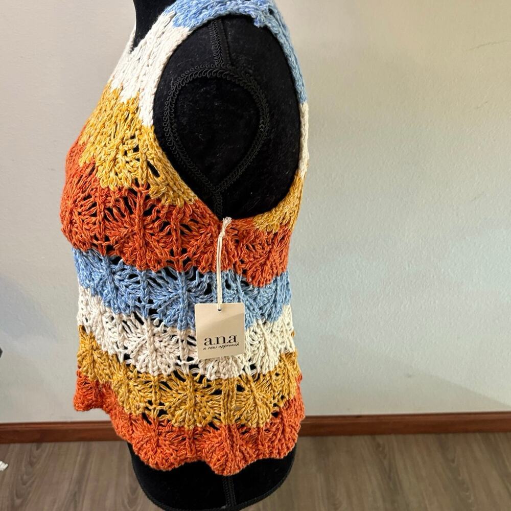 NWT a.n.a. Crochet Tank Top Striped Size S Women's Summer Boho Festival - Picture 2 of 9